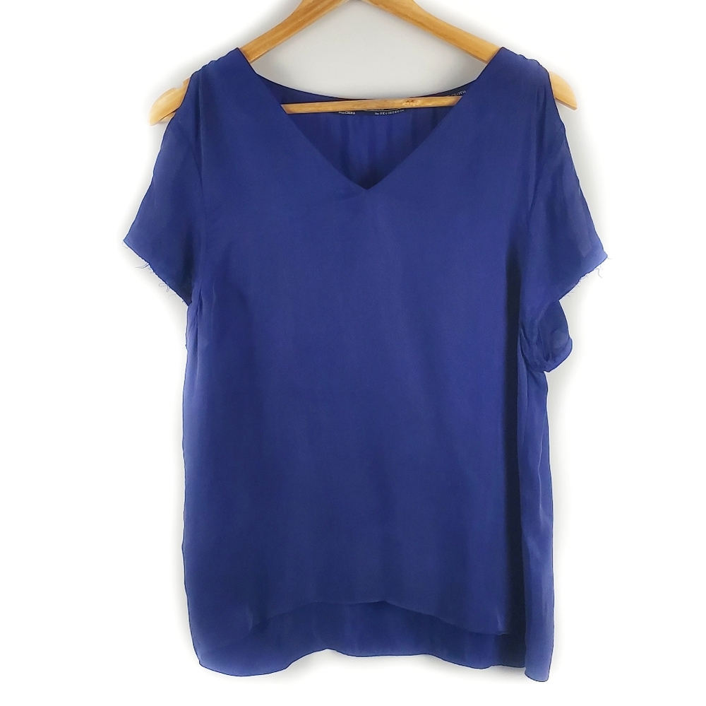 AllSaints Blue Camile Japanese Cloth Tee Size 2
